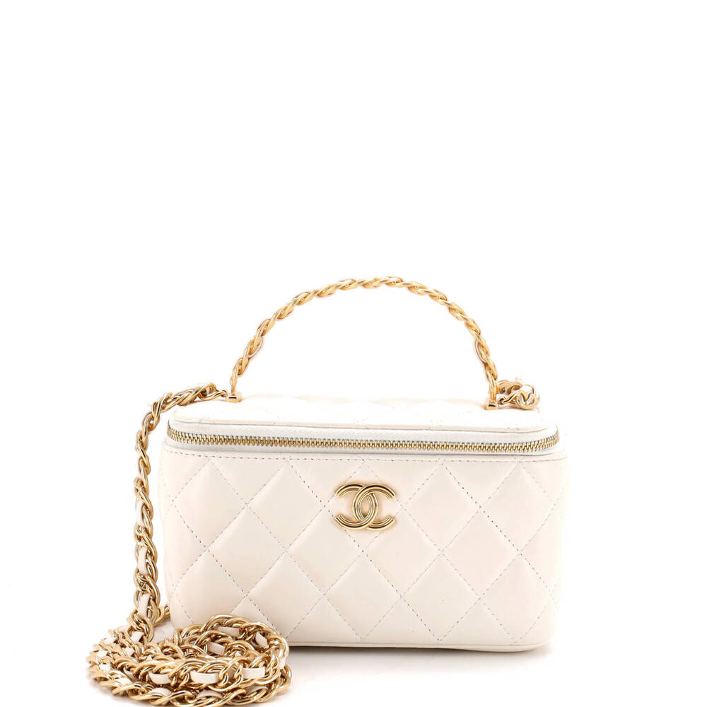 Chanel Small Golden Links Vanity Case with Chain Quilted Lambskin